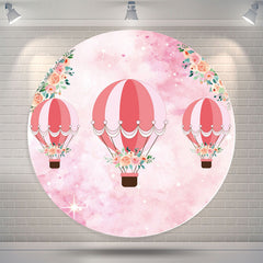 Lofaris Pink Airballoon Baby Shower Round Backdrop Cover