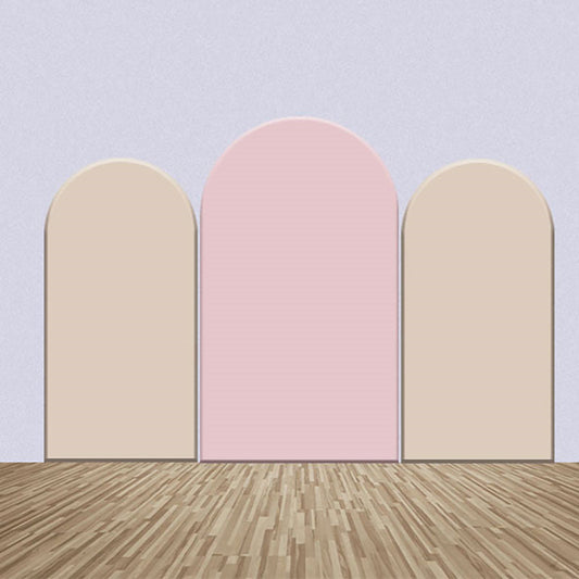 Lofaris Pink And Beige Solid Color Party Arch Backdrop Kit