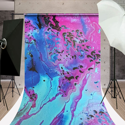 Lofaris Pink And Blue Abstract Paint Sweep Photo Backdrop