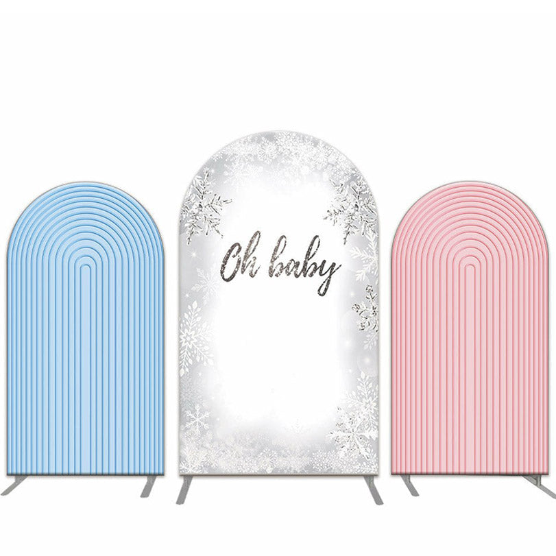 Lofaris Pink And Blue Snow Baby Shower Arch Backdrop Kit