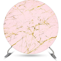 Lofaris Pink And Golden Abstract Round Birthday Backdrop