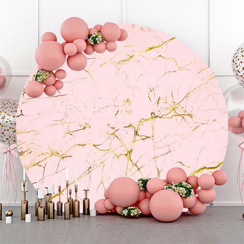 Lofaris Pink And Golden Abstract Round Birthday Backdrop