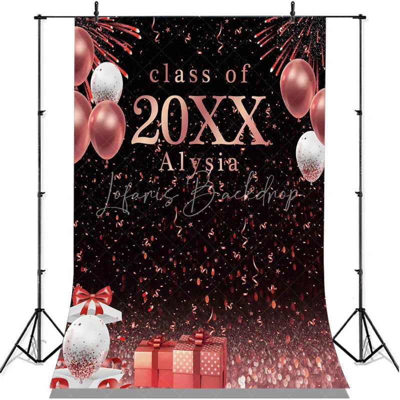 Lofaris Pink And White Ballons Bokeh Class Of 2022 Backdrop