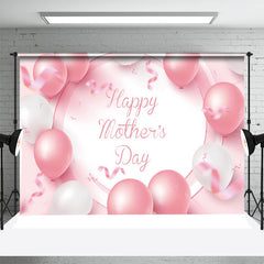 Lofaris Pink And White Balloon Ribbon Mothers Day Backdrop