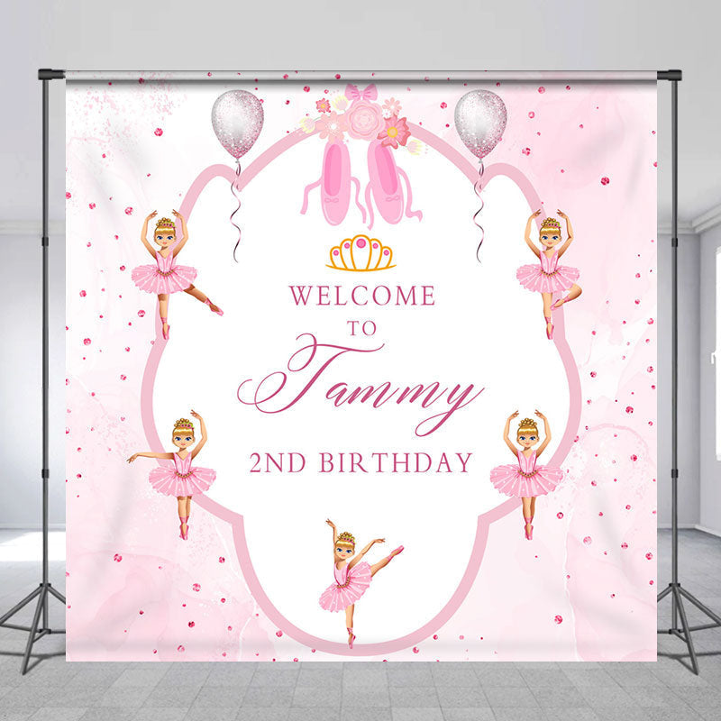 Lofaris Pink Ballet Princess Custom 2nd Birthday Backdrop