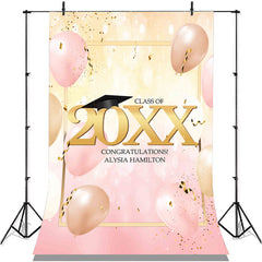 Lofaris Pink Ballons And Gold Bokeh 2022 Congratulatios Backdrop