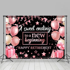 Lofaris Pink Balloon Glitter Gift Stars Retirement Backdrop
