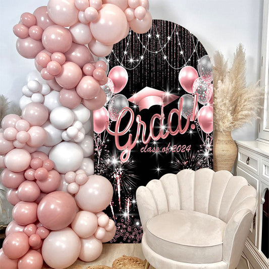 Lofaris Pink Balloon Sparkling 2024 Graduation Arch Backdrop
