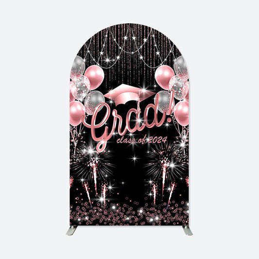 Lofaris Pink Balloon Sparkling 2024 Graduation Arch Backdrop