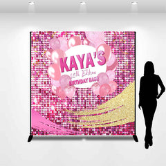 Lofaris Pink Balloon Sparkling Custom 16th Birthday Backdrop