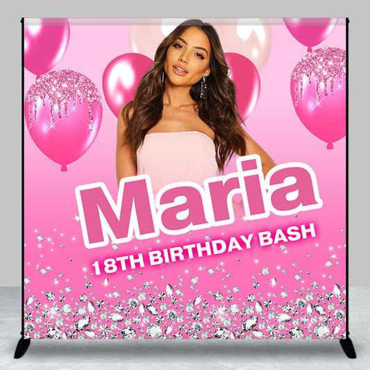 Lofaris Pink Balloons Custom Photo 18th Birthday Backdrop