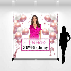 Lofaris Pink Balloons Custom Photo Birthday Backdrop for 30th