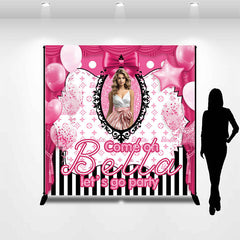 Lofaris Pink Balloons Stripes Custom Birthday Party Backdrop