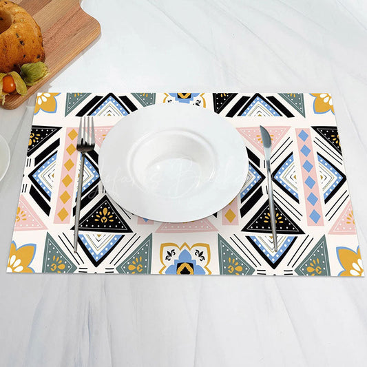 Lofaris Pink Black Pattern African Style Set Of 4 Placemats