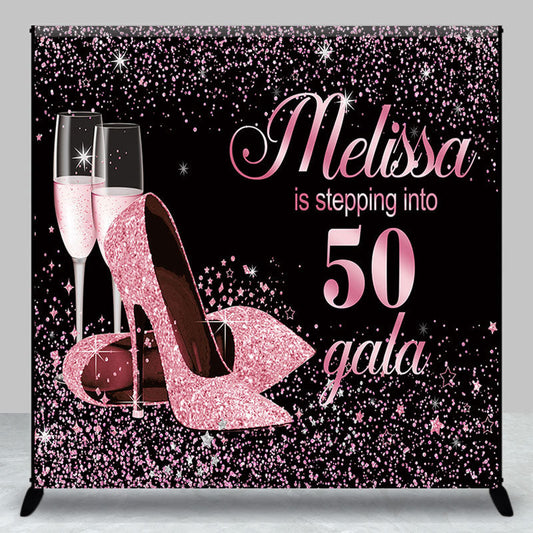 Lofaris Pink Black Sparkle Heels Custom Birthday Backdrop
