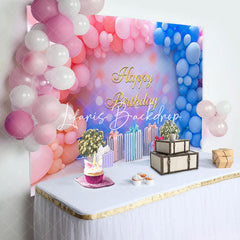 Lofaris Pink Blue Balloons Gifts Happy Birthday Backdrop