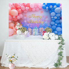 Lofaris Pink Blue Balloons Gifts Happy Birthday Backdrop