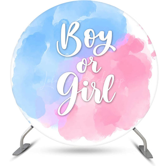 Lofaris Pink Blue Boy Or Girl Round Gender Reveal Backdrop