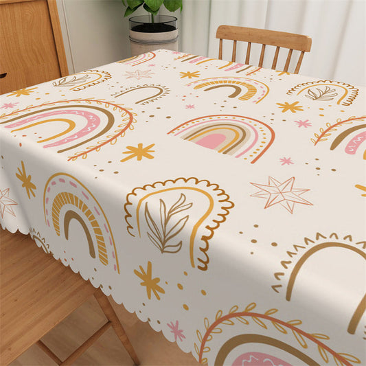 Lofaris Pink Bohemian Rainbow Baby Shower Party Tablecloth