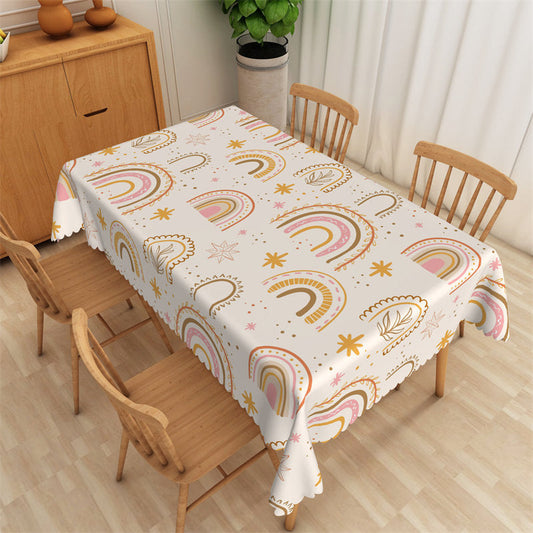 Lofaris Pink Bohemian Rainbow Baby Shower Party Tablecloth