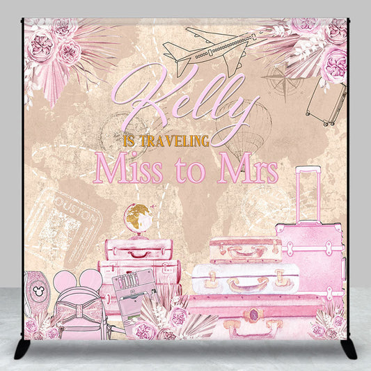Lofaris Pink Boho Traveling Custom Bridal Shower Backdrop
