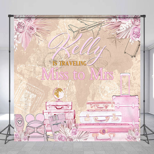 Lofaris Pink Boho Traveling Custom Bridal Shower Backdrop
