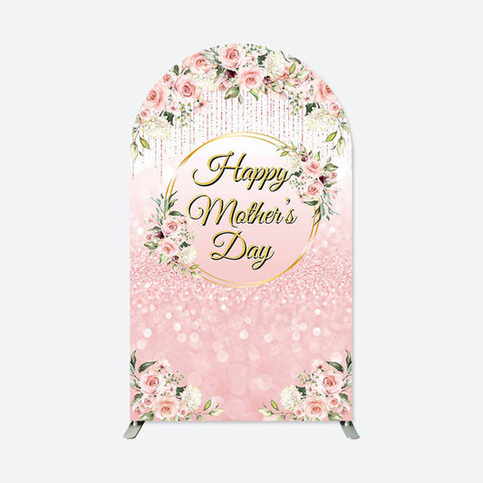 Lofaris Pink Bokeh Floral Happy Mothers Day Arch Backdrop