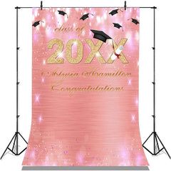 Lofaris Pink Bokeh Glitter Gold Class Of 2022 Gradution Backdorp