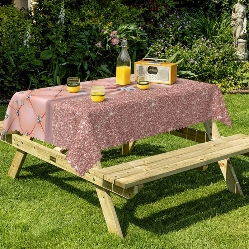 Lofaris Pink Bowknot Diamond Pattern Rectangle Tablecloth