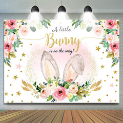 Lofaris Pink Bunny Floral Rabbit Ears Baby Shower Backdrop