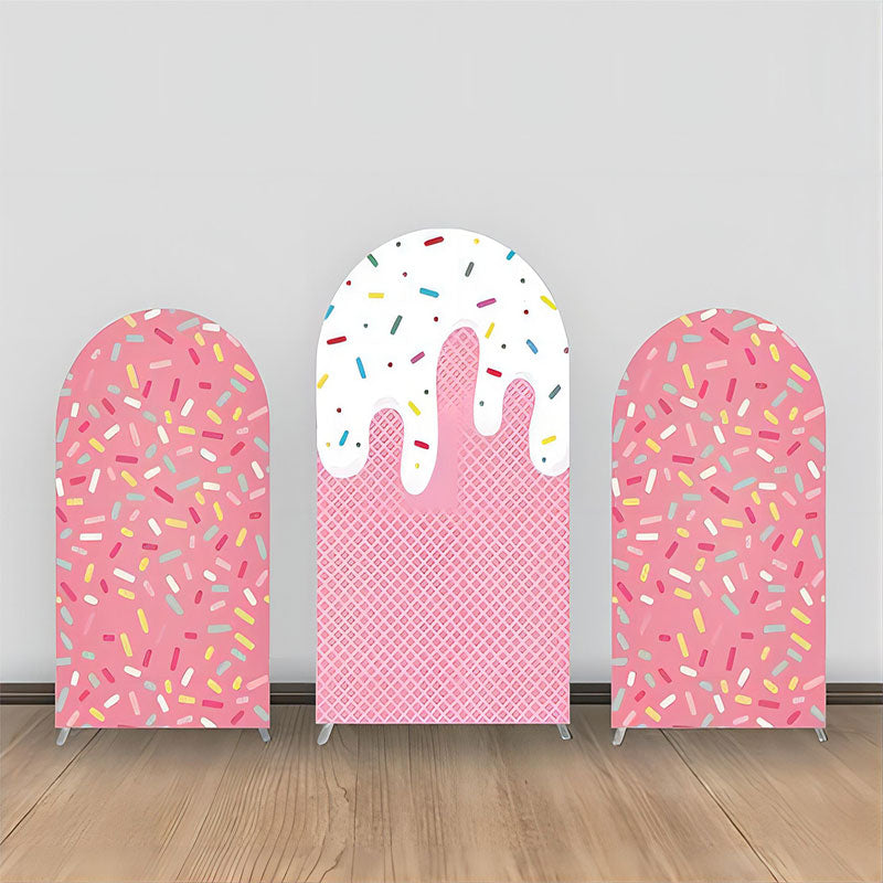 Lofaris Pink Candy White Cream Plaid Party Arch Backdrop Kit