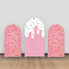 Lofaris Pink Candy White Cream Plaid Party Arch Backdrop Kit