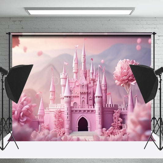 Lofaris Pink Castle Floral Spring Backdrops For Photograph
