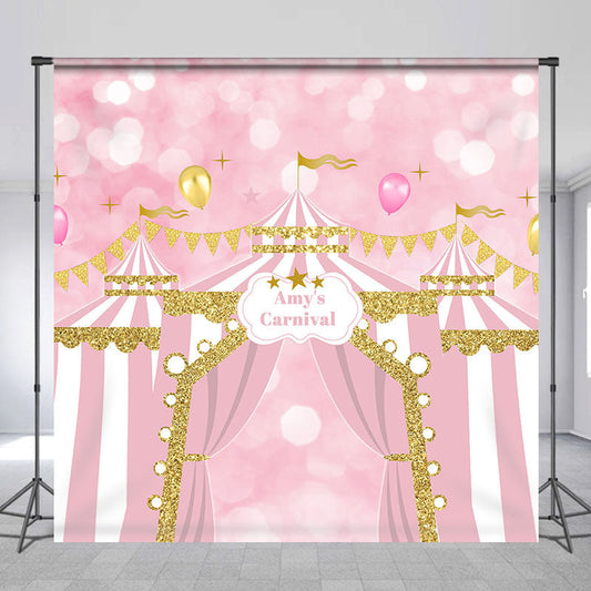 Lofaris Pink Circus Balloon Bokeh Custom Birthday Backdrop