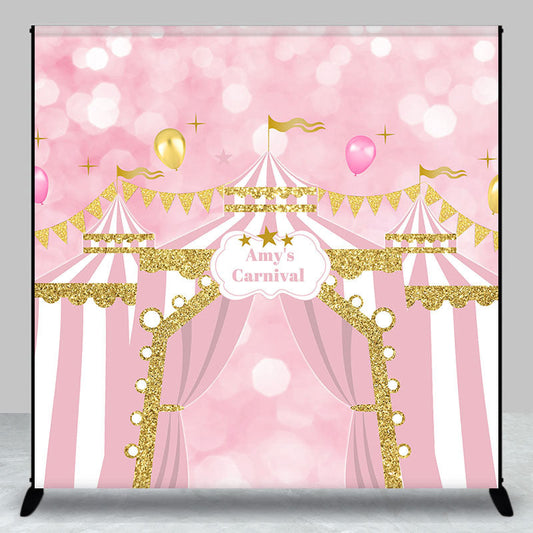 Lofaris Pink Circus Balloon Bokeh Custom Birthday Backdrop