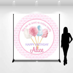 Lofaris Pink Cotton Candy Custom Birthday Backdrop For Girls