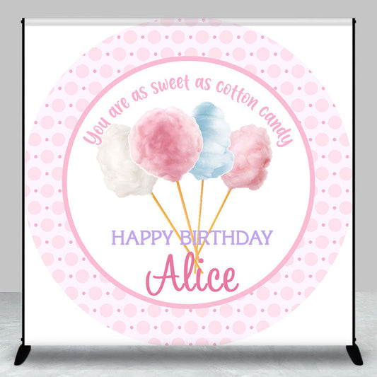 Lofaris Pink Cotton Candy Custom Birthday Backdrop For Girls