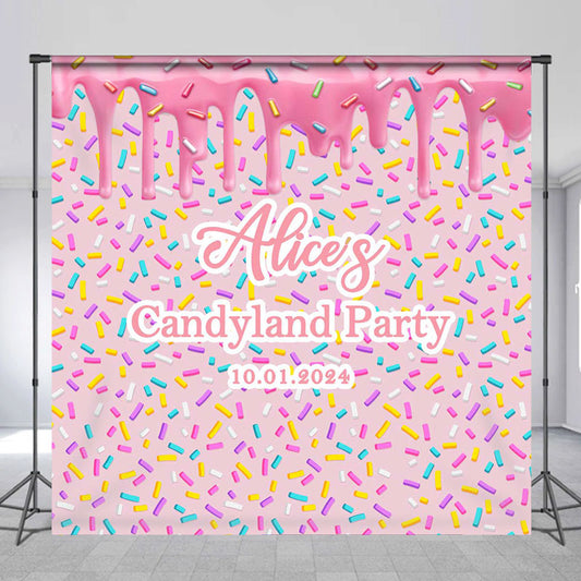 Lofaris Pink Cream Candyland Girls Custom Birthday Backdrop