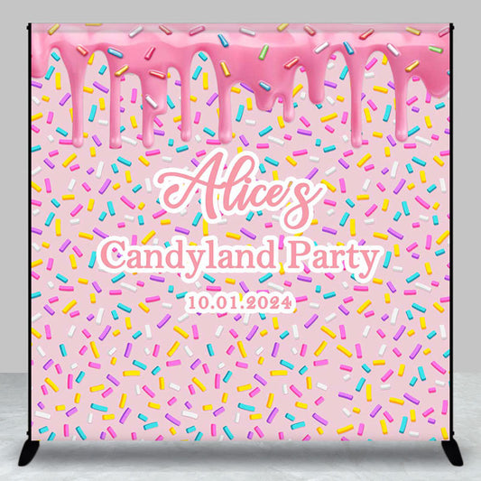 Lofaris Pink Cream Candyland Girls Custom Birthday Backdrop