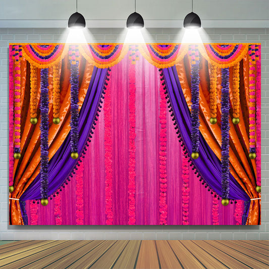 Lofaris Pink Curtain Wedding Festival Indian Party Backdrop