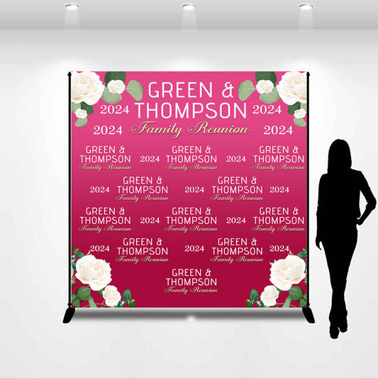 Lofaris Pink Custom Name Repeat 2024 Family Reunion Backdrop