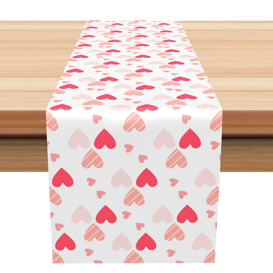 Lofaris Pink Cute Hearts Repeat Valentines Day Table Runner