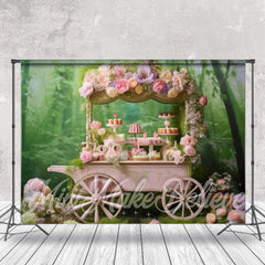 Lofaris Pink Dessert Flower Cart Spring Photography Backdrop