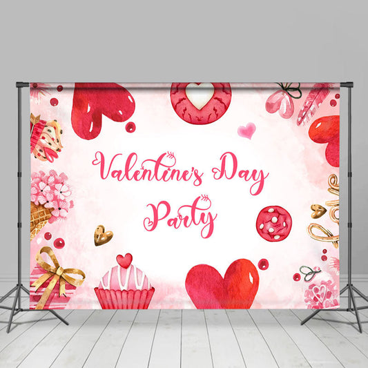 Lofaris Pink Dessert Hearts Floral Valentines Day Backdrop