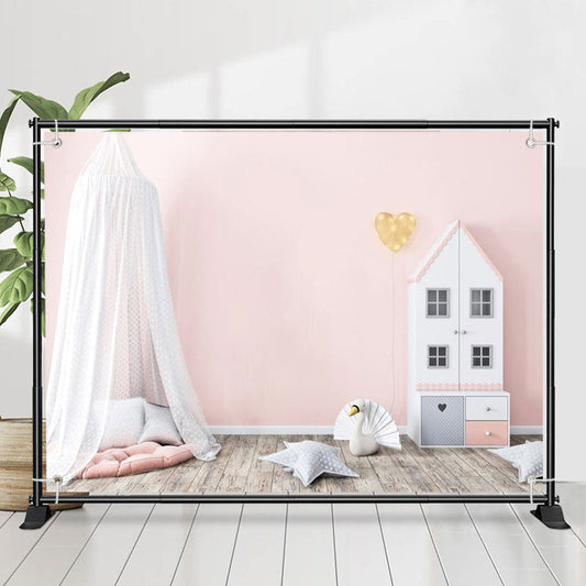 Lofaris Pink Dollhouse Mosquito Net Girl Birthday Backdrop