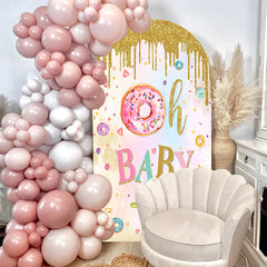 Lofaris Pink Donut Gold Glitter Baby Shower Arch Backdrop