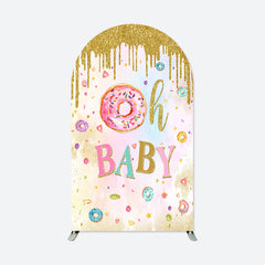 Lofaris Pink Donut Gold Glitter Baby Shower Arch Backdrop