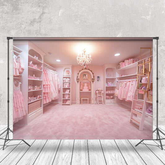 Lofaris Pink Dress Room Birthday Backdrop For Photography