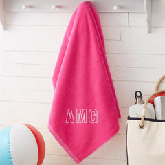 Lofaris Pink Embroidered Artistic Font Name Beach Towel