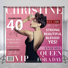 Lofaris Pink Fashion Magzine Custom 40Th Birthday Backdrop